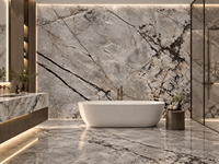 Dalles de marbre Silver Roots avec des veines enchevêtrées pour îlots de cuisine, murs de douche, tables consoles et panneaux muraux décoratifs
