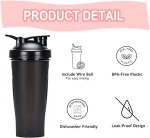 Bouteille de sport portable en plastique pour protéines et eau, idéale pour la gym - Vente en gros - Product Image 4