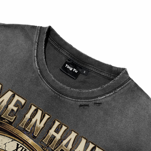 Camisetas de Hombre Oversize con Estampado Punk Vintage, Lavado Ácido y Efecto Desgastado, Transpirables, de Algodón, Estilo Casual Urbano, Alta Calidad, Venta al por Mayor - Product Image 3