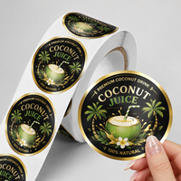 Rouleau d'autocollants personnalisés en vinyle doré, étiquettes adhésives imperméables pour bouteilles, impression de logos ronds personnalisés