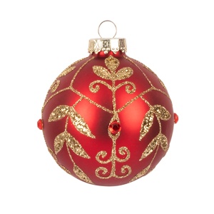 <span class=keywords><strong>Boules</strong></span> de Noël festives en verre rouge, <span class=keywords><strong>transparentes</strong></span>, peintes à la main, à suspendre - Product Image 2