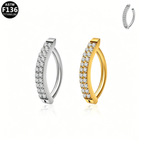 Getta F136 Anneau de nombril clicker à double rangée géométrique avec zircon griffe, pour usage quotidien, bijoux de piercing de mode de haute qualité, vente en gros