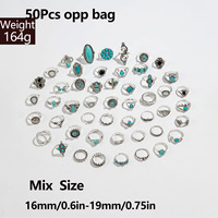 Meilleures ventes en gros - Usine 50 pièces/ensemble Ensemble de bagues de phalange pour femmes de style bohème - Ensemble de bagues de doigt turquoise occidentales - Vente en gros