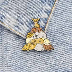 Cartoon Animal Dogs Enamel Pins Cute Pug Pyramid Retriever Brooches Funny Gifts Pin Metal Custom Jewelry Jackets Backpack Badges