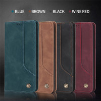 Sarung ponsel dompet lipat Slot kartu, pelindung belakang kulit magnetik untuk Xiaomi MI13T 12T 11T POCO X3 Redmi note13 12 11 10