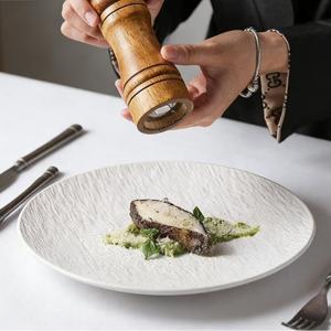 High Temperature Decal Textured Porcelain White and Black Dinnerware Plates Ceramic with Dishwasher <b>Safety</b> - Product Image 3