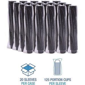 Boardwalk Souffle/<b>Portion</b> Cups Small 1.5 oz Black Polypropylene with Lid for Snack Beverage <b>Milk</b> Salad 2,500/Carton - Product Image 3