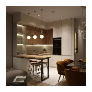 CBMMART Modern basit tasarım cila mutfak dolabı siyah modüler çalkalayıcı mutfak ünitesi