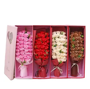 Romantische Gift Kunstmatige Zeep Bloem 33 Pcs Warme Kleur Gift Set Doos En Bloem