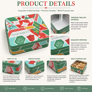 Custom Printed Glossy Square Christmas Tinplate Box Food Grade <b>Storage</b> for Holiday Biscuit Cookie & Candy Gift Packaging - Product Image 3