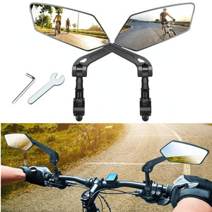 Bicycle <b>Mirror</b> Handlebar Mounted Flat Lens 360 Degree Adjustable Rectangle <b>Plastic</b> Mountain Bike Cycling Accessory - Product Image 1