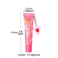 Tube de baume à lèvres souple au design mignon de fruits avec porte-clés, rouge à lèvres végétalien hydratant, brillance intense