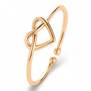 Coeur amour ouvert anneau lumière pour les femmes délicate réglable déclaration minimaliste en forme de coeur dames doigt or bague conception