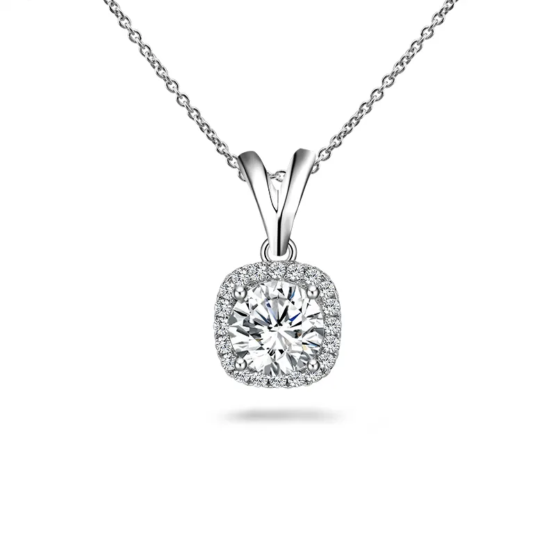 Colgante de diamante de moissanita de 6,5 MM y 1 quilate, collar con cojín de oro, joyería personalizada, joyería de lujo