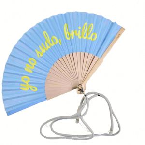 Éventails personnalisés imprimés de 21 cm avec manche en bambou, surface en tissu traditionnel vintage, technique de gravure pour la décoration intérieure et promotionnelle - Product Image 1