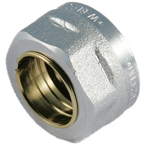 Dado cromato con olive e guarnizione per tubo in rame da 1/2 pollice x 14 - Product Image 1