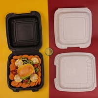 Boîtes à lunch carrées jetables personnalisées en PP de qualité alimentaire, biodégradables, avec logo personnalisé, épaisseur personnalisable, blanches et noires, pour usage en restaurant