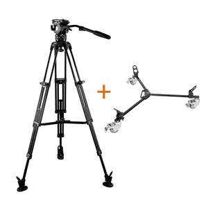 E-IMAGE EG06A2DK 75 مللي متر عاء aluminumtripod حامل كاميرا برو مع دوللي عجلات كيت