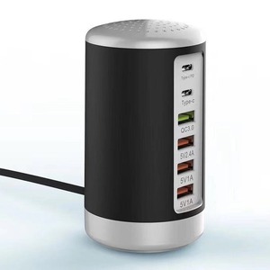 Chargeur de bureau cylindrique 65W multi-USB, type C PD, charge rapide pour ordinateur portable et téléphone - Product Image 3
