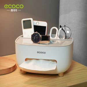 Ecoco – boîte de rangement de bureau rectangulaire, organisateur de bureau polyvalent avec porte-mouchoirs pour table basse de salon - Product Image 4