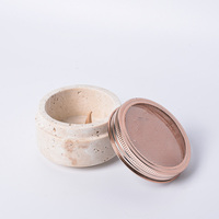 Vente en gros de pierre de décoration d'intérieur en travertin décor Bakhoor brûleurs pierre beige travertin Oud Bakhoor brûleur boîte à bijoux manucure