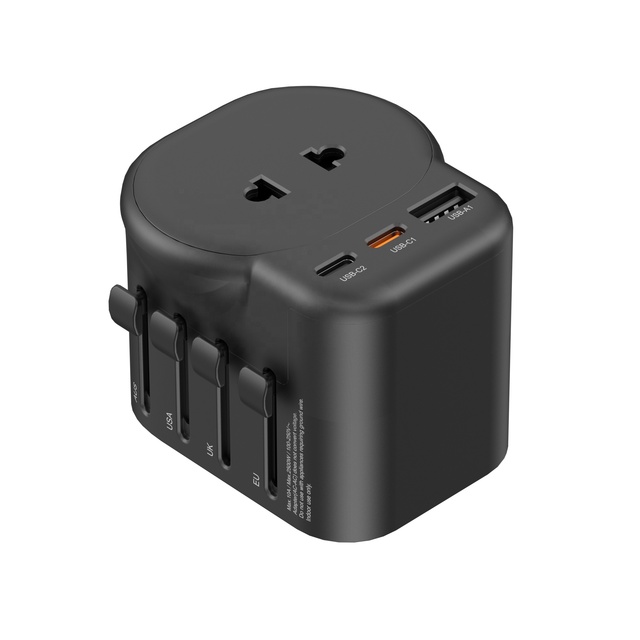 Worldplug 4-in-1 65W GaN Travel Adapter US Socket to UK AU EU Worldwide Adaptor Charger Global Travel International Plug