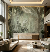 Papier peint personnalisé à feuilles vertes tropicales, murale vintage Monstera Palm, murale murale imperméable pour bureau, hôtel, chambre à coucher, décoration intérieure