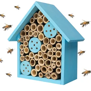 Decorative Garden Backyard Hanging Wooden Mason Bee House Bee Hive House Attraction