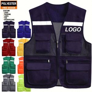 Customized Mesh Reflective Vest Jacket <b>Work</b> <b>Clothes</b> Shirt <b>Construction</b> Clothing Safety <b>Work</b> Reflective Vest With Pocket Logo - Product Image 1