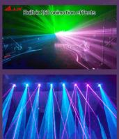 Projecteur laser de scène 8W RGB en alliage d'aluminium, contrôlé DMX512, faisceaux réglables, mélange de couleurs vibrantes, intensité variable pour DJ, clubs et soirées