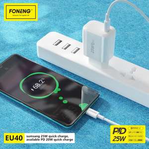 FONENG-Adaptador de cargador USB de viaje inteligente, cargador de pared portátil de 5V y 3A con enchufe europeo para <span class=keywords><strong>iPhone</strong></span> y teléfono móvil tipo c, venta al por mayor - Product Image 6