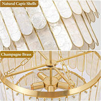 Lustre moderne en coquilles de Capiz, suspension en laiton pour intérieur, idéal pour mariage, salon, salle à manger, restaurant, hôtel, villa, décoration