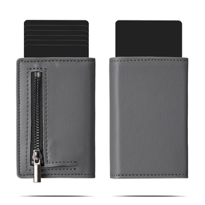 Casekey Rfid Secure Slim Pop up <b>Smart</b> Card Holder Carteira Inteligente Napa Leather Tri Fold Magnetic Closure <b>Wallet</b> With Zipper - Product Image 2
