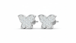 Pendientes de Botón de Oro y Diamantes con Forma de Mariposa Crepuscular para Mujer, Joyería Fina con Acabado Brillante para Uso Diario - Product Image 5