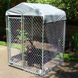 Metalx 10X5X6บ้านสุนัขกลางแจ้ง,บ้านสุนัขทำจากโลหะชุบสังกะสีพร้อมหลังคาใช้สำหรับจำหน่าย - Product Image 3