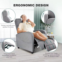 Fauteuil inclinable moderne pour salon, dossier réglable avec repose-pieds, revêtement en lin gris doux, fauteuil confortable pour la maison