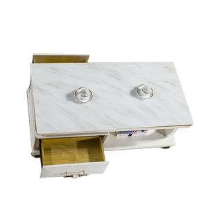 خفف من الزجاج الصغيرة جولة طويل القامة طاولة جانبية الحديثة الأبيض للبيع - Product Image 3