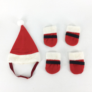 Hellomoon-sombreros de fiesta de invierno <span class=keywords><strong>para</strong></span> mascotas, sombrero de Papá Noel, Gato puntiagudo, rojo, fiesta de cumpleaños, perros, un par de calcetines - Product Image 3