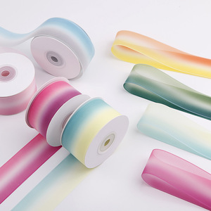 Pita Cetak Pelangi Benang Berdensitas Tinggi Gradasi Warna-warni untuk Kemasan Bunga Hadiah 40mm 100 yard - Product Image 3