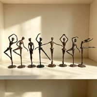 Ensemble de figurines de ballerine en fonte, sculpture abstraite de danseuse, statue moderne en métal de fille de ballet, décoration d'art pour table, maison, mariage