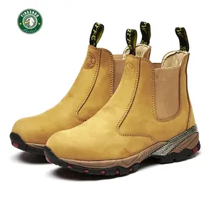 Bota de trabajo de construcción con punta de acero de 6 pulgadas, zapatos de trabajo de cuero de trigo para seguridad de hombres - Product Image 1