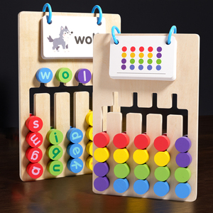 Jeu de puzzle coulissant en bois double face 5 couleurs pour enfants, jeu de logique Montessori de correspondance <span class=keywords><strong>des</strong></span> lettres et <span class=keywords><strong>des</strong></span> <span class=keywords><strong>mots</strong></span>, cadeau éducatif - Product Image 3