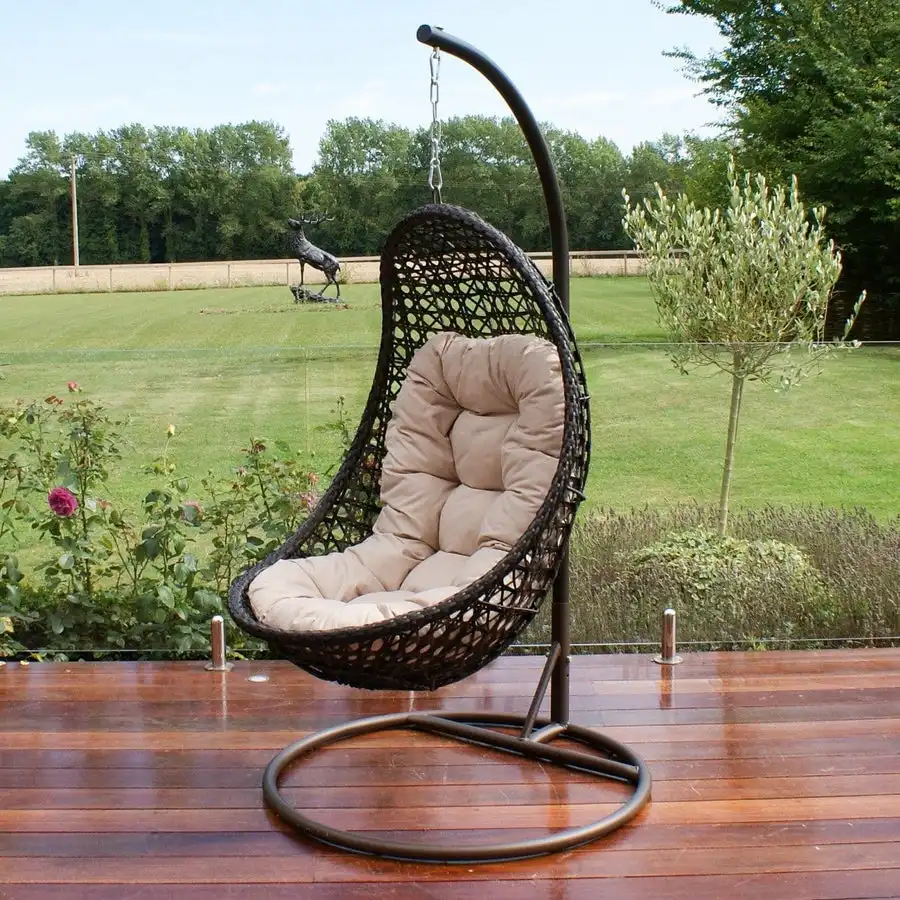 Most popular outdoor furniture egg rattan indoor hanging chair swing chair