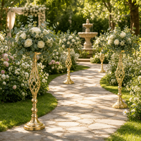 Support à fleurs moderne de luxe en métal plaqué or 58 cm, vase cage à oiseaux torsadé de haute qualité pour mariage, banquet, table de desserts, église