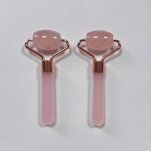 Rodillo facial de cuarzo rosa de tamaño pequeño y un solo cabezal para masaje facial - Product Image 6
