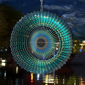 Vente en gros : Sculpture éolienne Mandala 3D en acier inoxydable de 12 pouces, ornements suspendus, décoration artistique pour jardin, intérieur et extérieur - Product Image 4