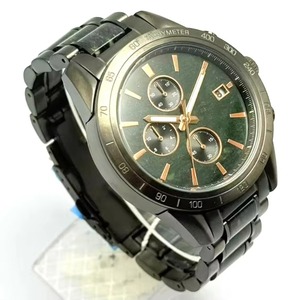 Chronograph Men Watch Forest Green Sunburst Dial Rose Gold Indexes Full Steel <b>Bracelet</b> Business Sport Waterproof Wristwatch - Product Image 5
