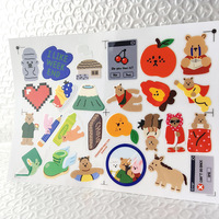 Hojas de Pegatinas de Cristal con Dibujos Animados, Pegatinas Decorativas Transparentes de PVC con Animales y Comida Kawaii para Diario, Álbum de Recortes, Teléfono, Portátil
