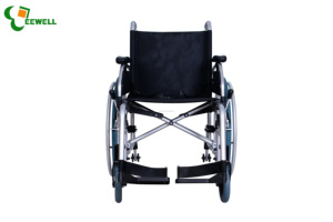 Silla de ruedas plegable manual de aluminio autopropulsada con reposapiés abatibles, equipo de rehabilitación de ruedas grandes de liberación rápida - Product Image 4