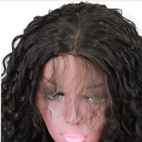 Perruques Lace Front Cheveux Synthétiques Ondulés Profonds Pré-Pluckées Sans Colle Dentelle HD Transparente Haute Densité Couleur Naturelle Noire pour Femmes